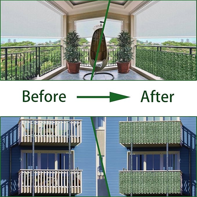 Artificial Fence Privacy Screen: 4FT x 50FT UV-Anti Faux Greenery Backdrop Ivy Chain Link Shades Panels for Patio, Balcony, Garden,Deck,Backyard Indoor Outdoor Green Wall Decor