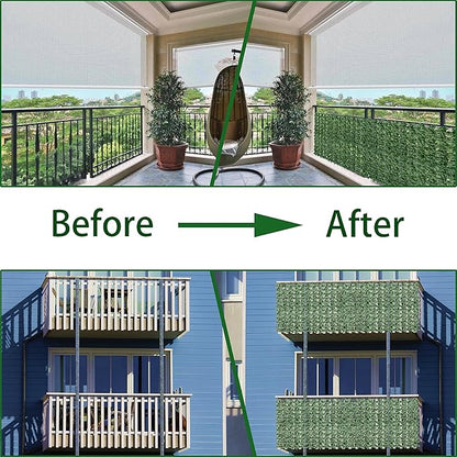 Artificial Fence Privacy Screen: 6FT x 50FT UV-Anti Faux Greenery Backdrop Ivy Chain Link Shades Panels for Patio, Balcony, Garden,Deck,Backyard Indoor Outdoor Green Wall Decor