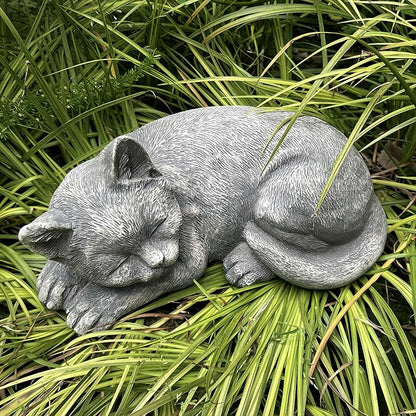 Garden Sleeping Cat Memorial Stone Cat Grave Marker Remembrance Kitten Statues for Garden,Patio,Lawn,Grave Decor Pet Sympathy Gift